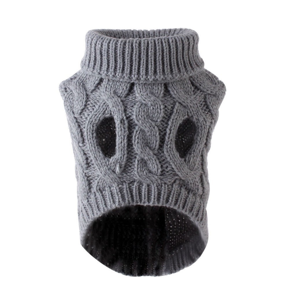 Pet Dog Sweater Pet Turtleneck Knitting Sweater Winter Warmer Clothes Pet Pullover Knitwear Grey M