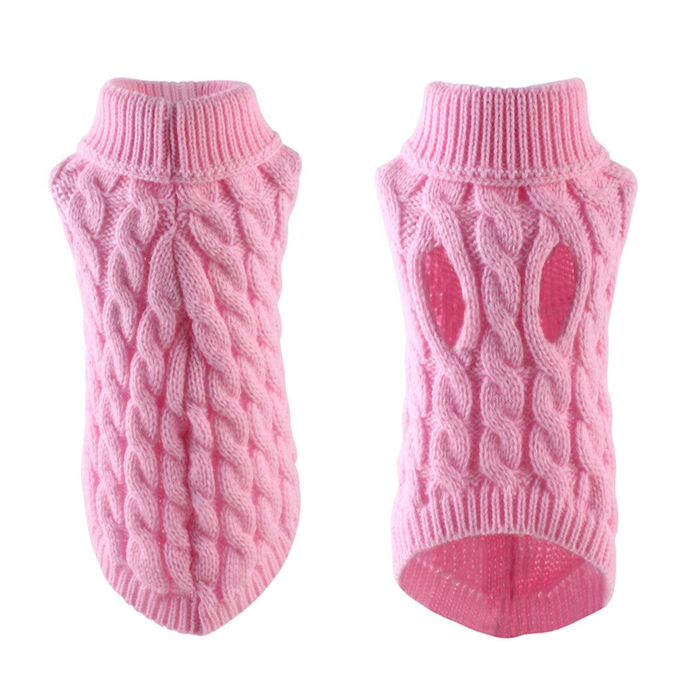 Pet Dog Sweater Pet Turtleneck Knitting Sweater Winter Warmer Clothes Pet Pullover Knitwear Pink L