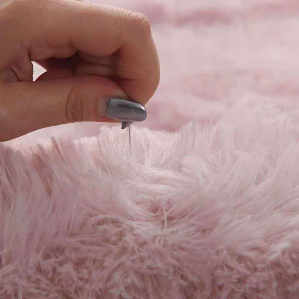80 x 160cm Pink Soft Rectangle Floor Rug Dye Mat Bedroom Area Rug Shaggy Carpet Home Decoration