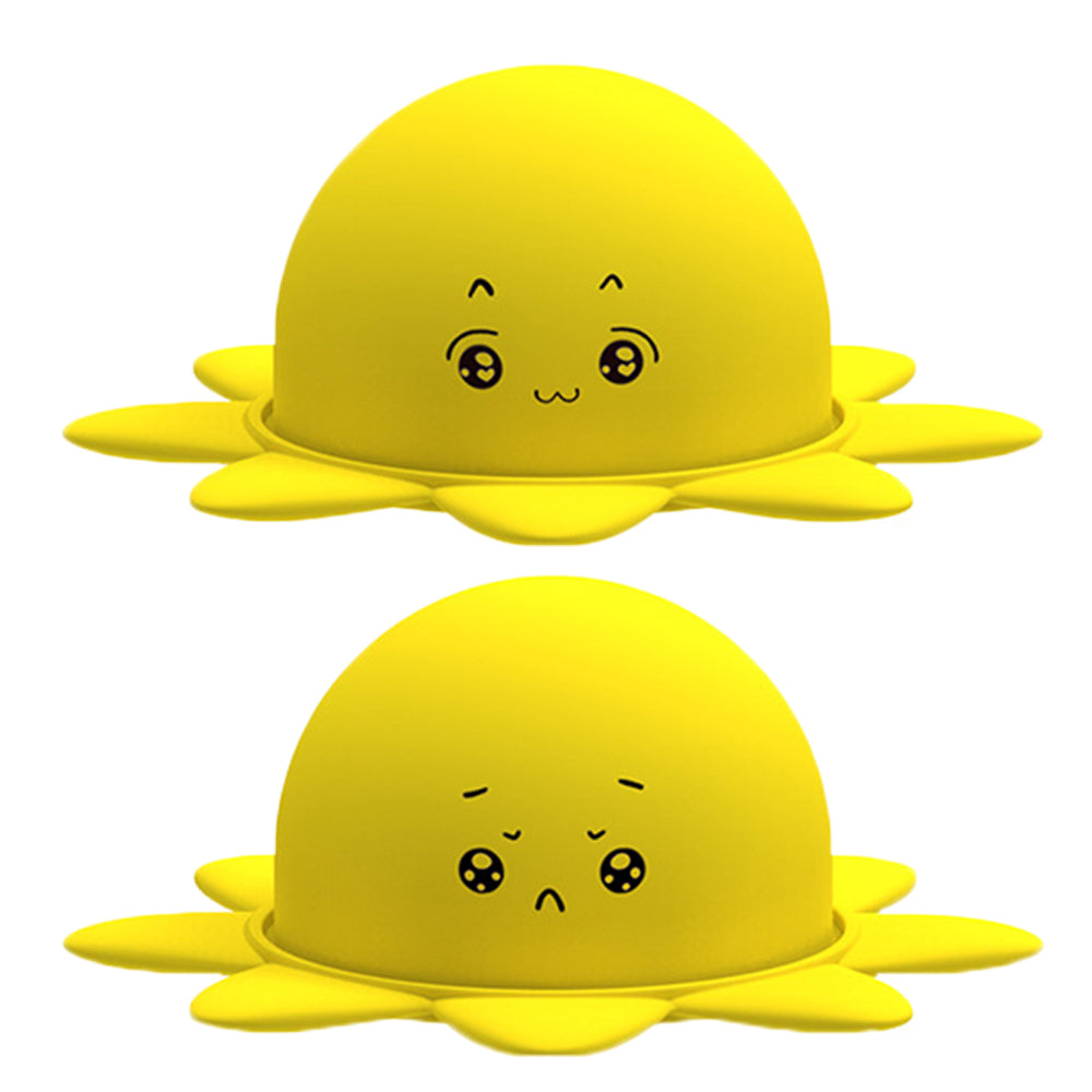 2 X Kid Toy Silicone Reversible Octopus Double-Sided Flip Doll Blue Yellow