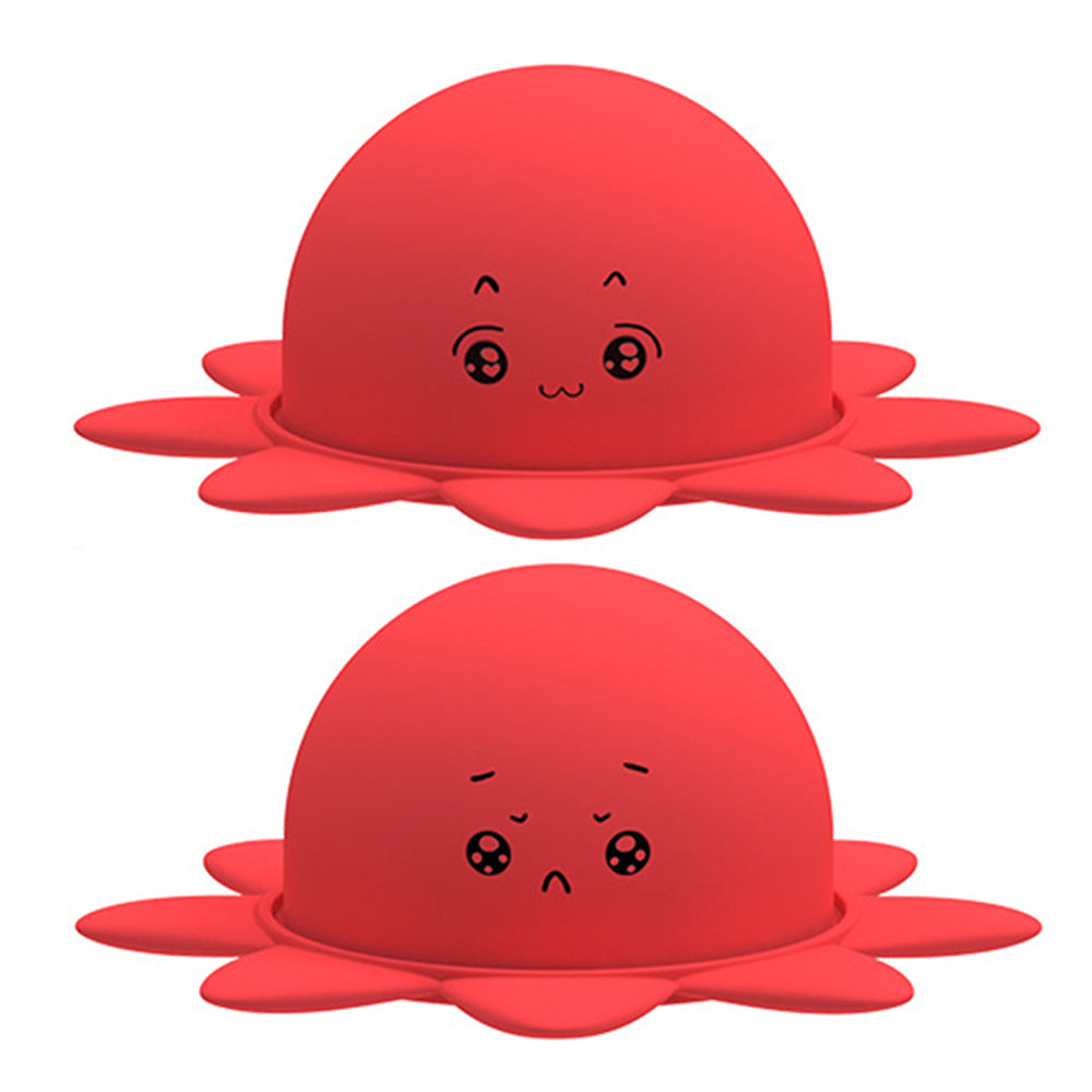 2 X Kid Toy Silicone Push Pop Reversible Octopus Double-Sided Flip Doll Blue Red