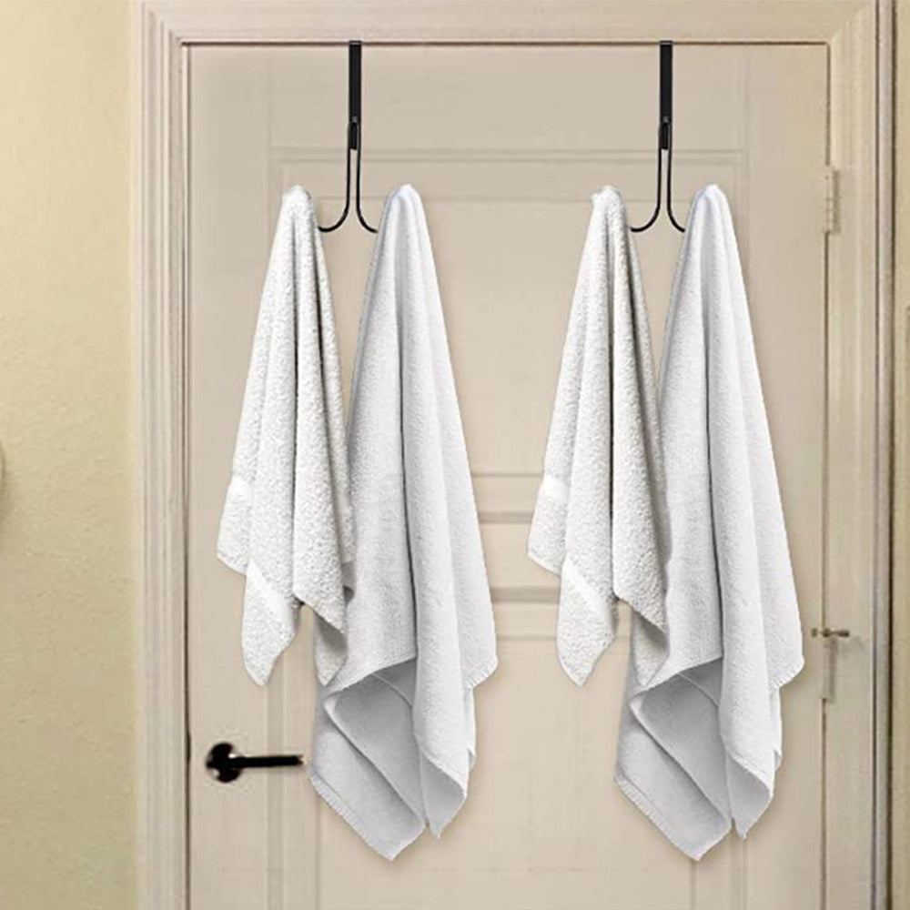 2 X Home Over The Door Double Hanger Hooks Hanging Organizer Clothing Rack Hooks Black