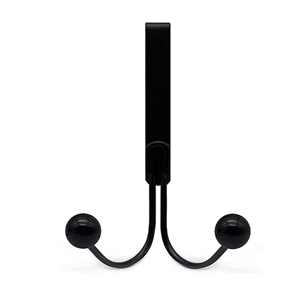 2 X Home Over The Door Double Hanger Hooks Hanging Organizer Clothing Rack Hooks Black