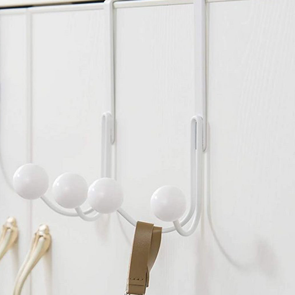 2 X Home Over The Door Double Hanger Hooks Hanging Organizer Clothing Rack Hooks White