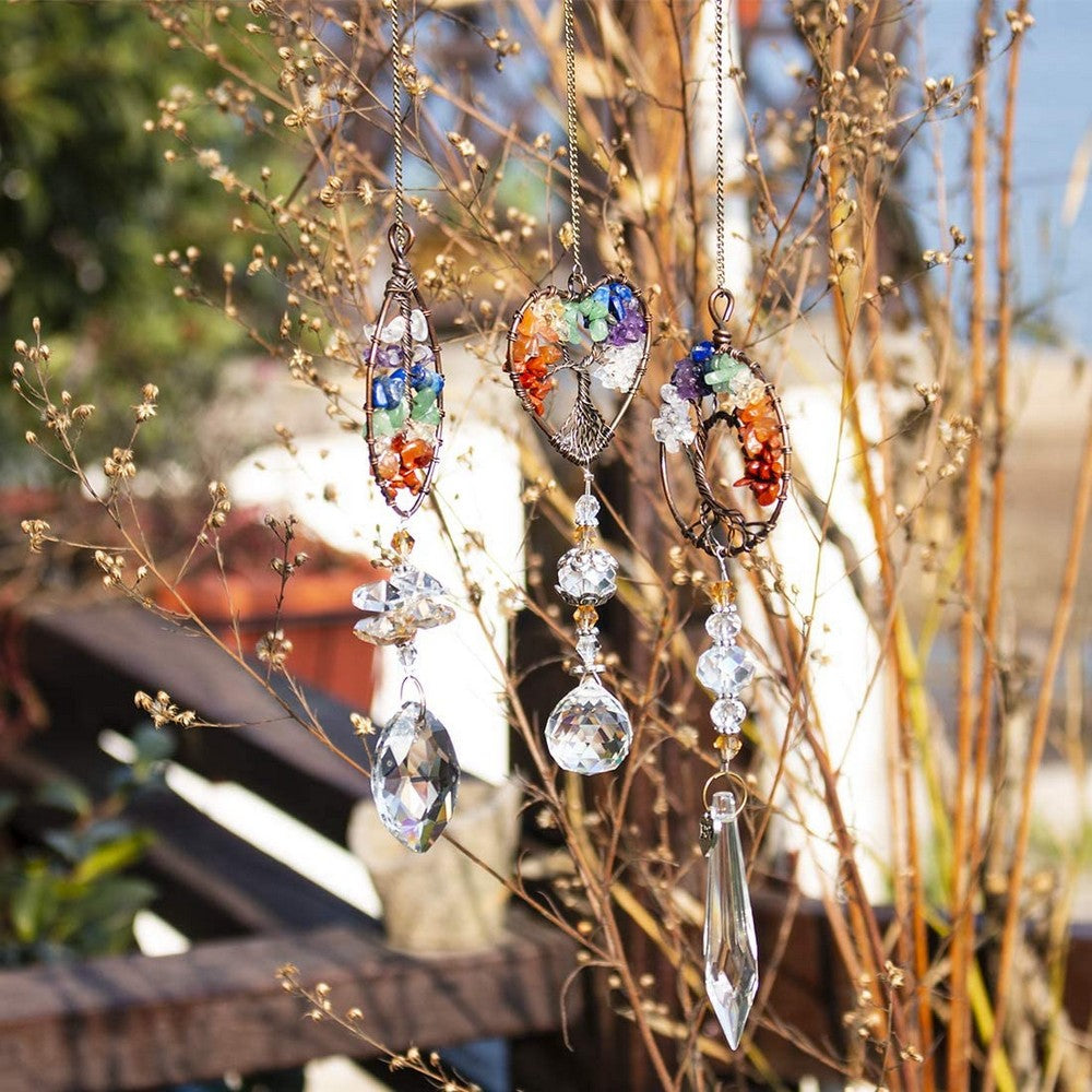 2X 3Pcs Hanging Rhinestone Pendant Car Window Hanging Ornament Home Decoration