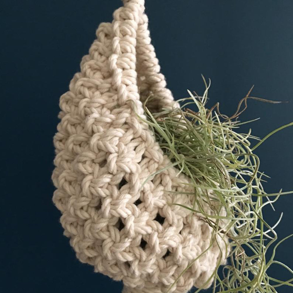 2Pcs 13cm Height Macrame Flower Plant Pot Hanger Woven Basket Home Decoration