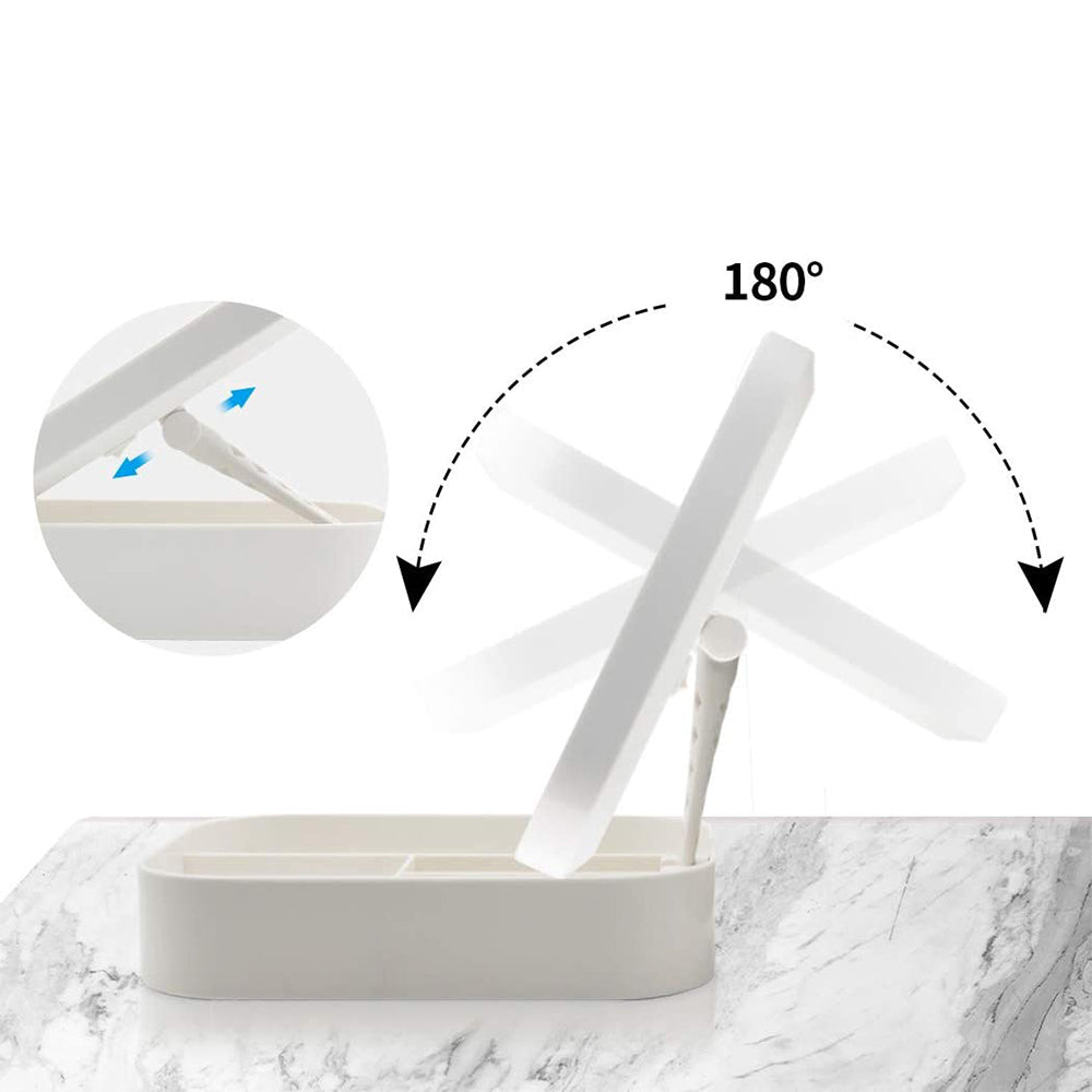 2 X LED Lighted Makeup Mirror Cosmetic Case Folding Makeup Organizer