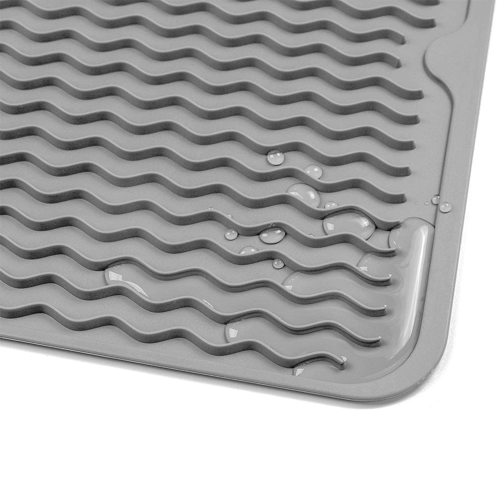 2 X Grey Blue Kitchen Silicone Dish Drying Mat Heat Resistant Placemat Pad