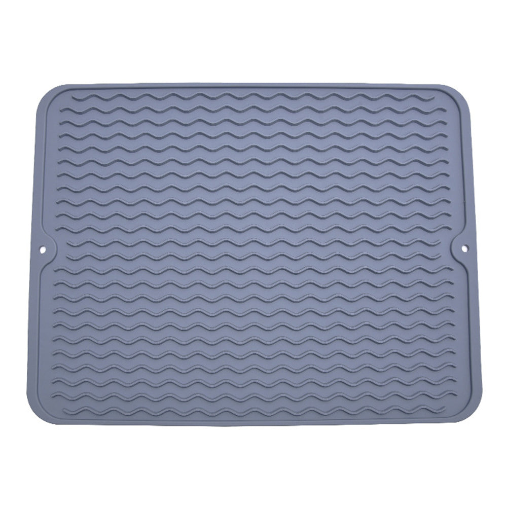2 X Grey Blue Kitchen Silicone Dish Drying Mat Heat Resistant Placemat Pad