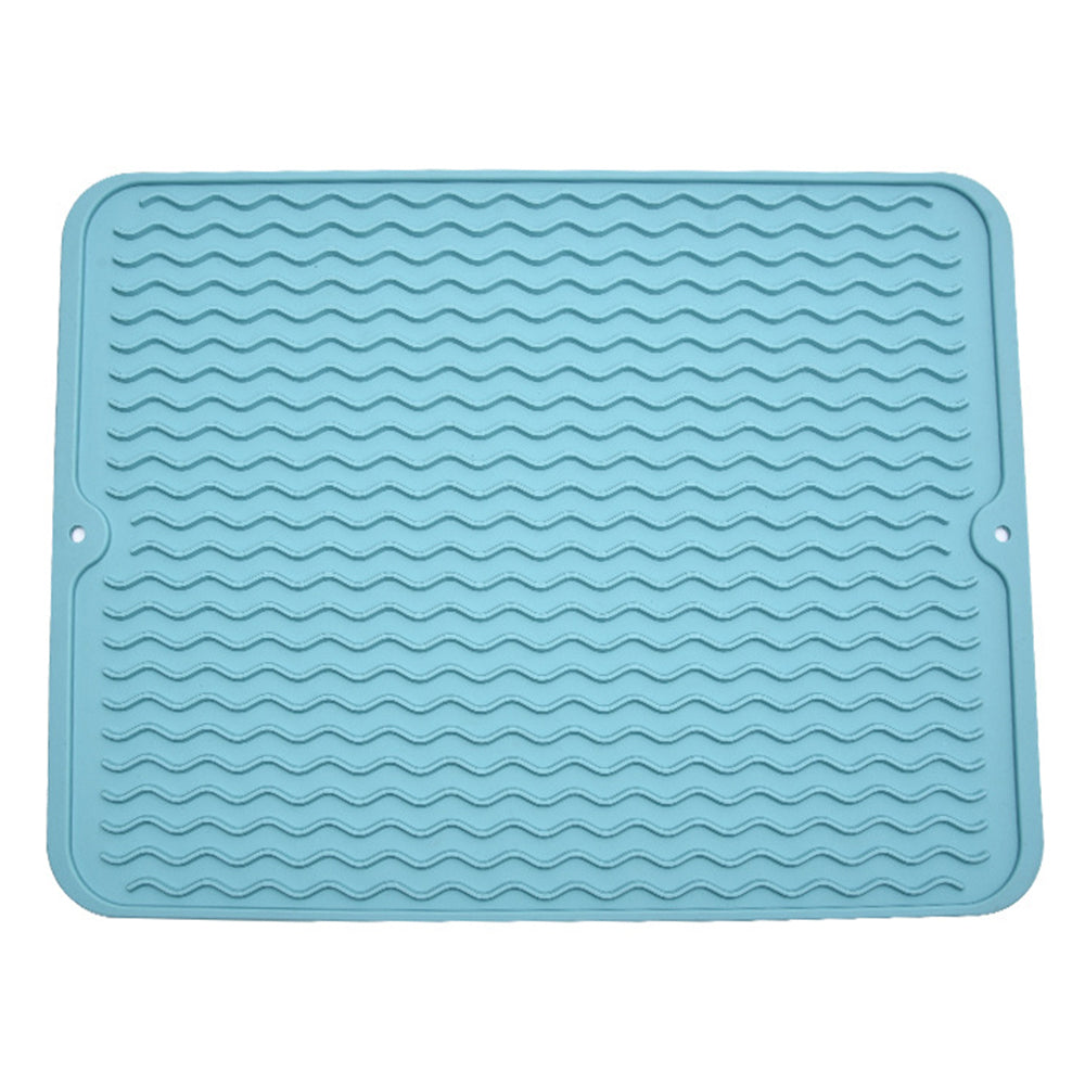 2 X Grey Blue Kitchen Silicone Dish Drying Mat Heat Resistant Placemat Pad