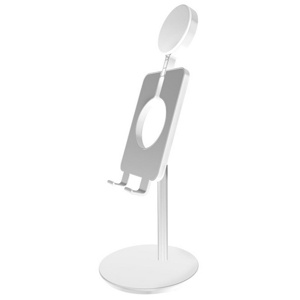 2 X White Pink Desktop Mobile Phone Holder Phone Tablet Stand with Fill Light