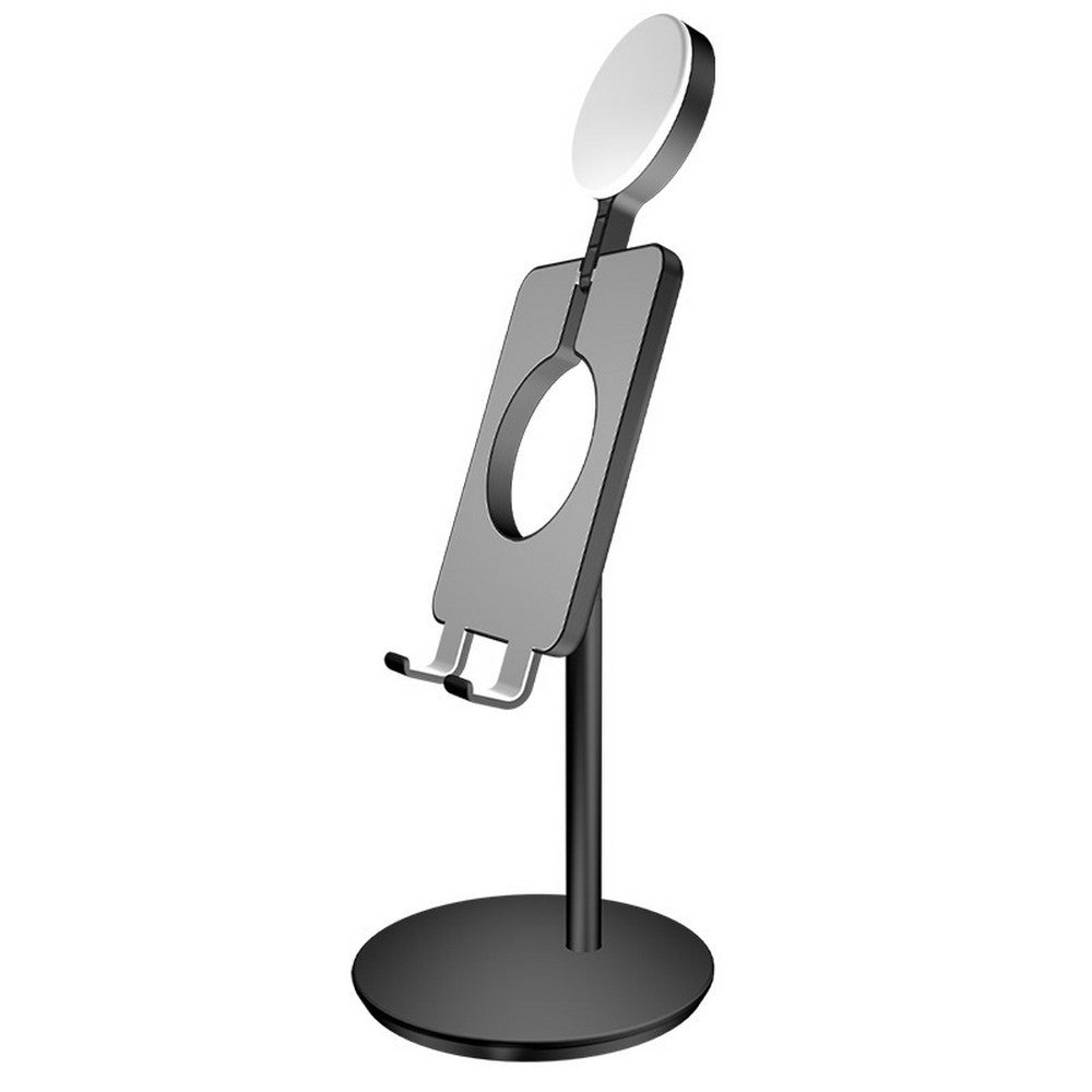 2 X Black White Desktop Mobile Phone Holder Phone Tablet Stand with Fill Light