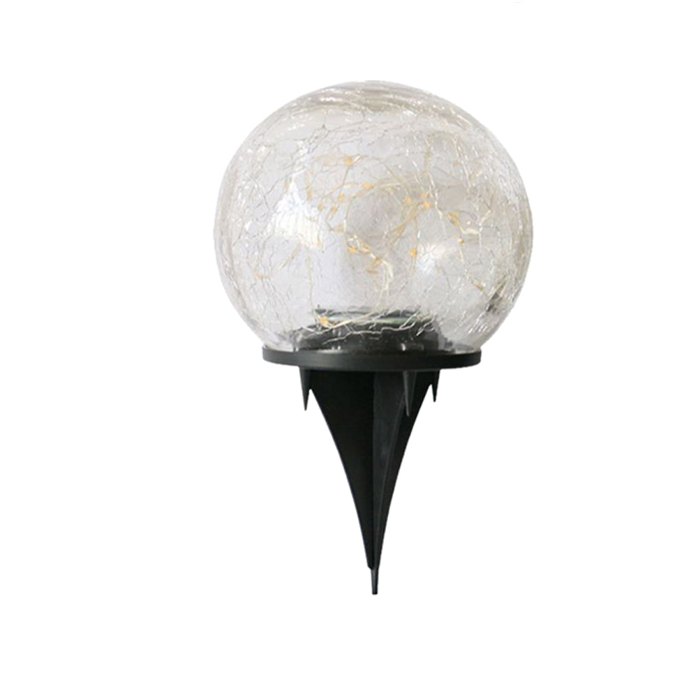 4 X Warm White Cracked Glass Solar Powered Globe Ground Lights Garden Decoration Lights