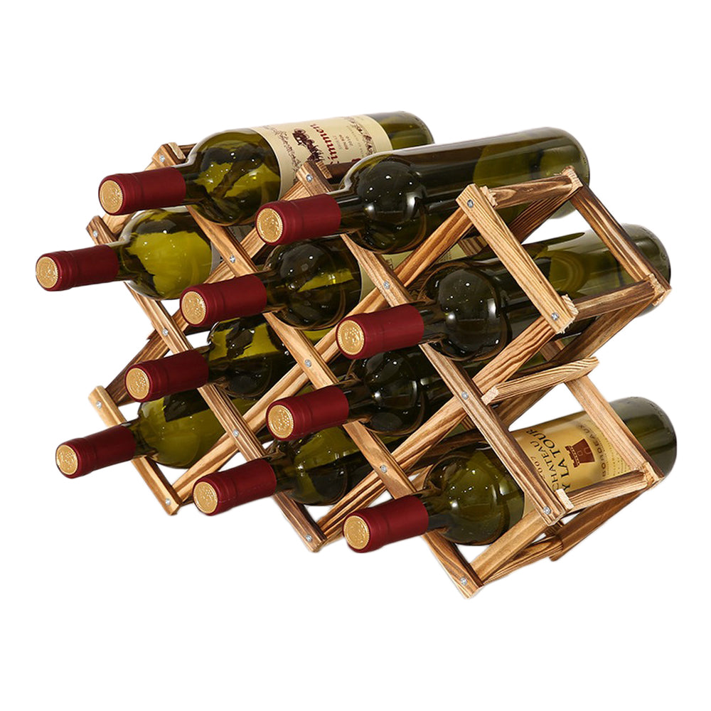 2 X For Ten Bottles Foldable Wooden Wine Bottle Holder Wine Display Rack Shelf