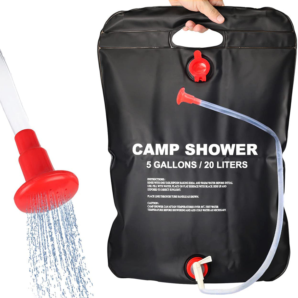 2Pcs 20L Camp Shower Bag Portable Solar Shower Bag Outdoor Shower Bag