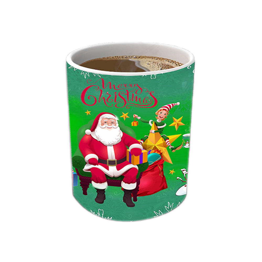 Green Christmas Color Changing Mug Heat Sensitive Magic Coffee Cup