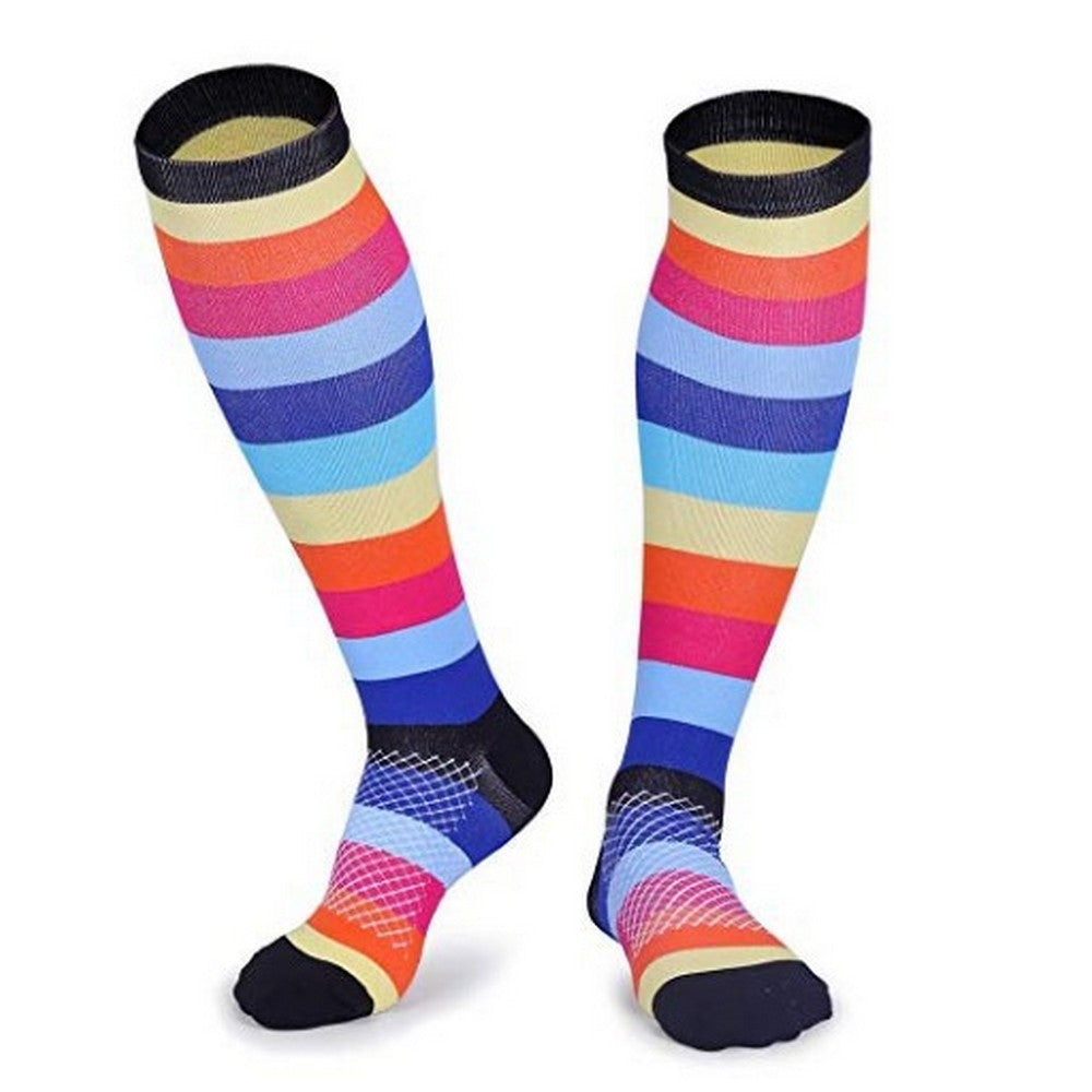 3 Pairs of Colourful Large Size Style 1 2 3 Womens Knee Length Compression Socks