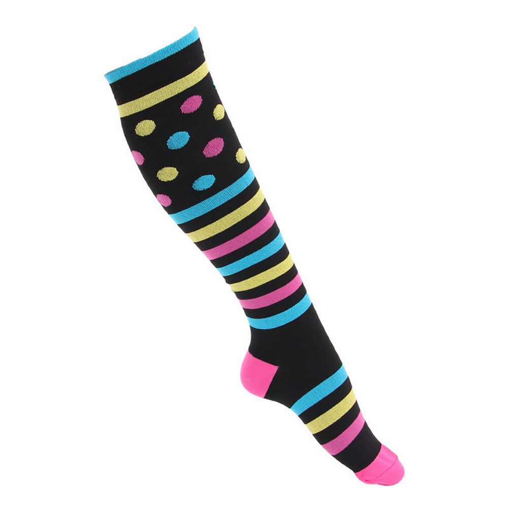3 Pairs of Colourful Large Size Style 1 2 3 Womens Knee Length Compression Socks