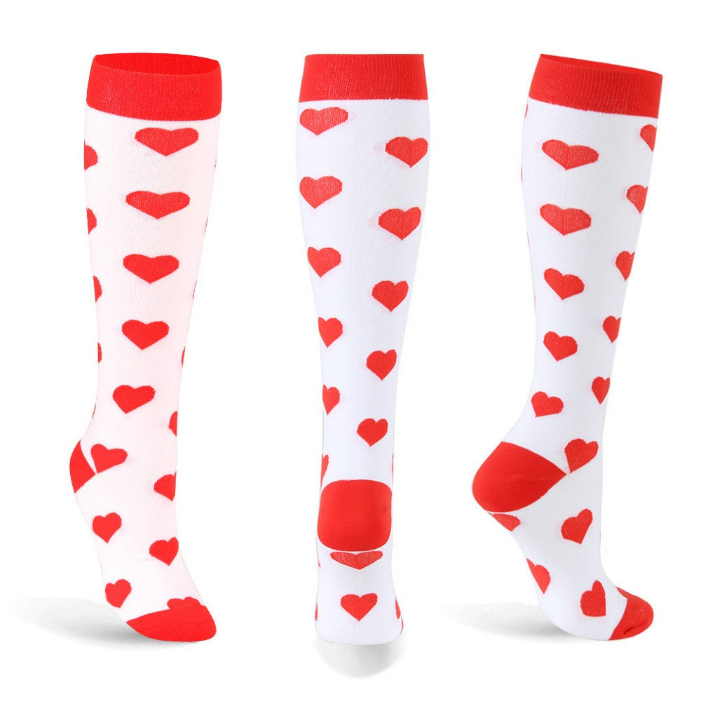 3 Pairs of Small Size Heart Pattern Womens Knee Length Compression Socks