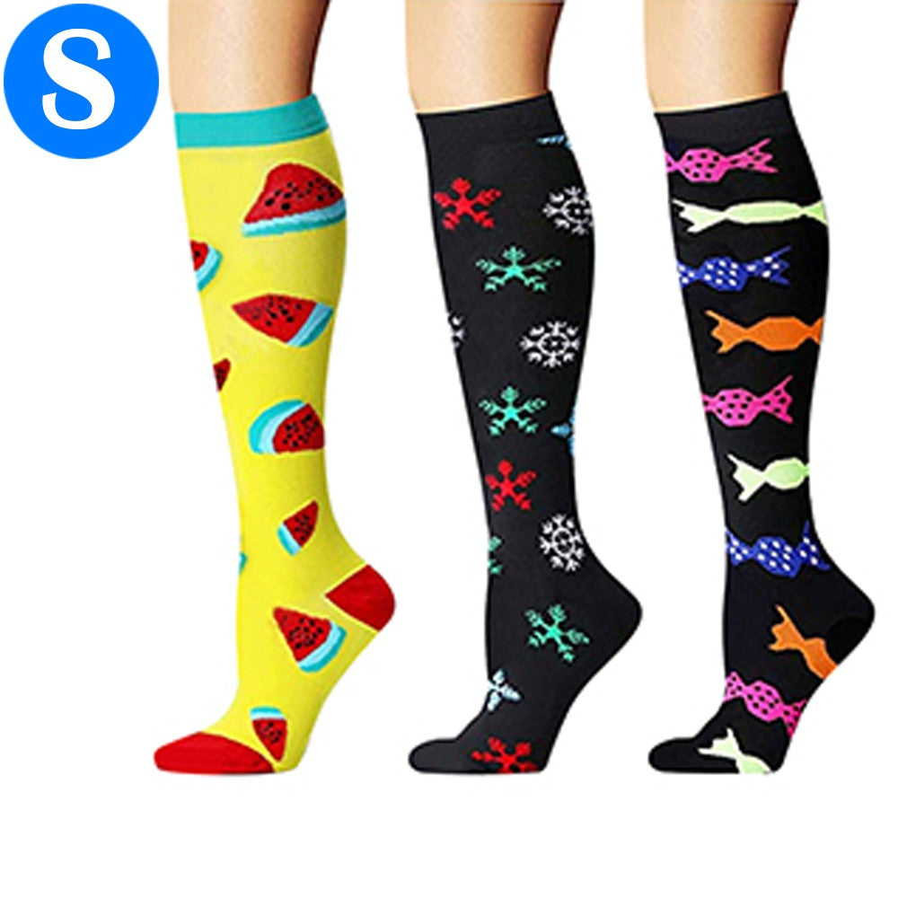 3 Pairs of Small Size Style 1 2 3 Womens Knee Length Compression Socks