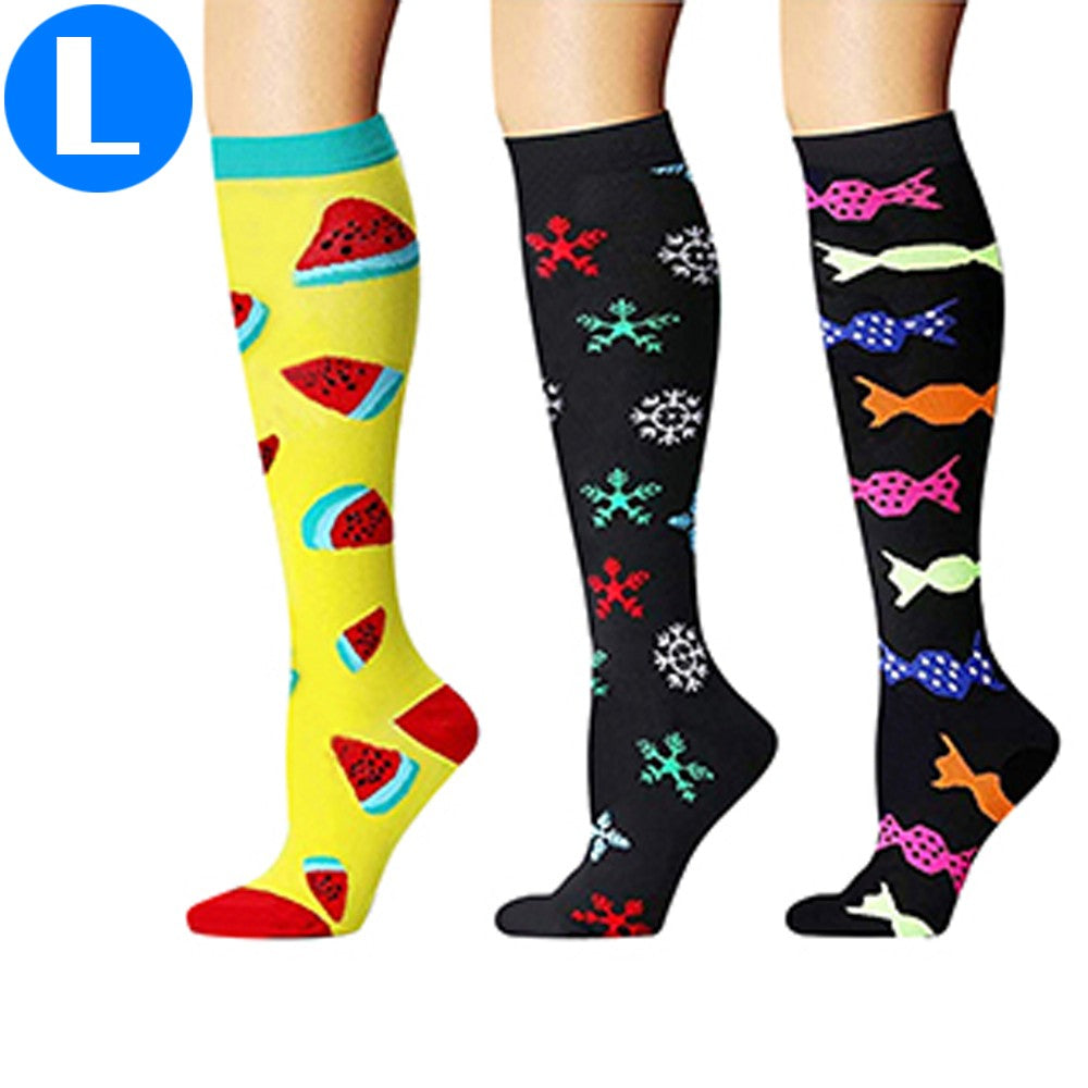 3 Pairs of Large Size Style 1 2 3 Womens Knee Length Compression Socks