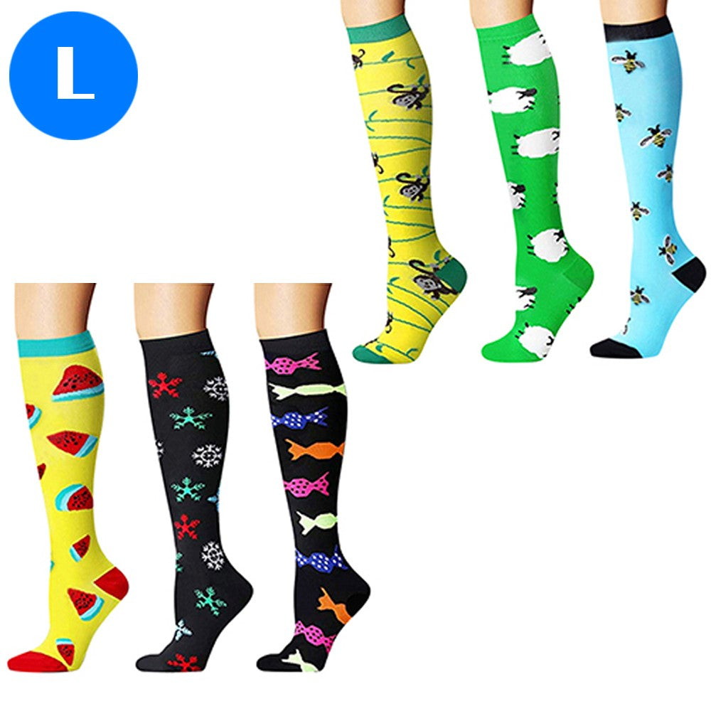 6 Pairs of Large Size Womens Knee Length Compression Socks