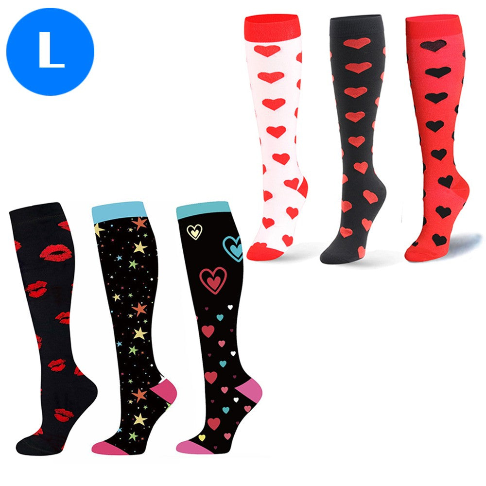 6 Pairs of Large Size Womens Knee Length Compression Socks Style 4 5 6 7 8 9