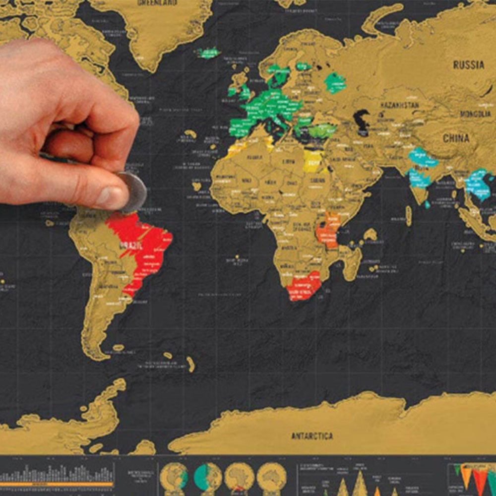 2 X Travel Scratch Off Visited Countries Maps Small