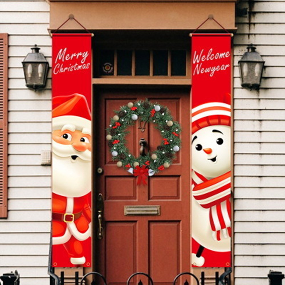 1Pair Christmas Porch Signs Christmas Door Couplet Banner