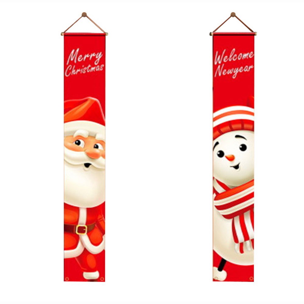 1Pair Christmas Porch Signs Christmas Door Couplet Banner