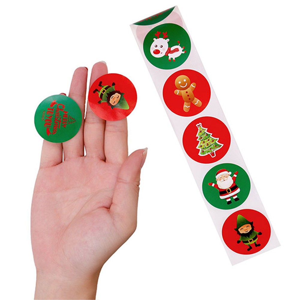 2Rolls 1000pcs Christmas Tag Sticker Adhesive Tag Label Stickers