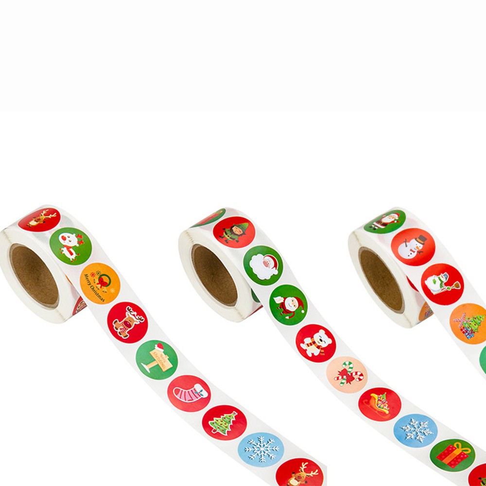 2Rolls 1000pcs Christmas Tag Sticker Adhesive Tag Label Stickers