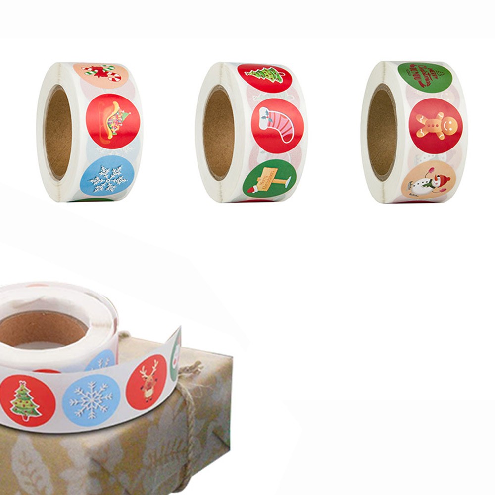 2Rolls 1000pcs Christmas Tag Sticker Adhesive Tag Label Stickers