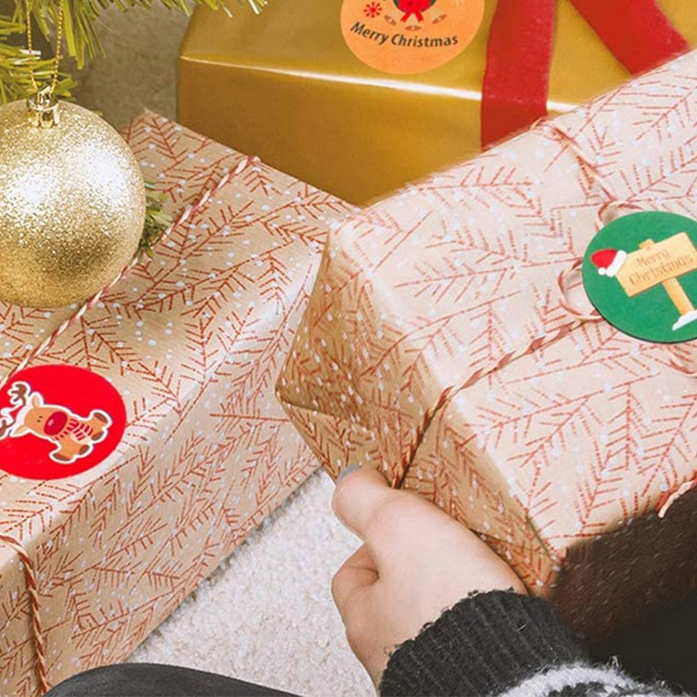 2Rolls 1000pcs Christmas Tag Sticker Adhesive Tag Label Stickers