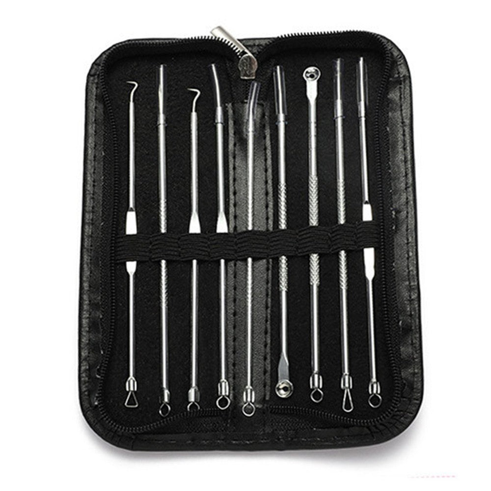 1 X Set of 9Pcs Dual Head Blackhead Remover Tool