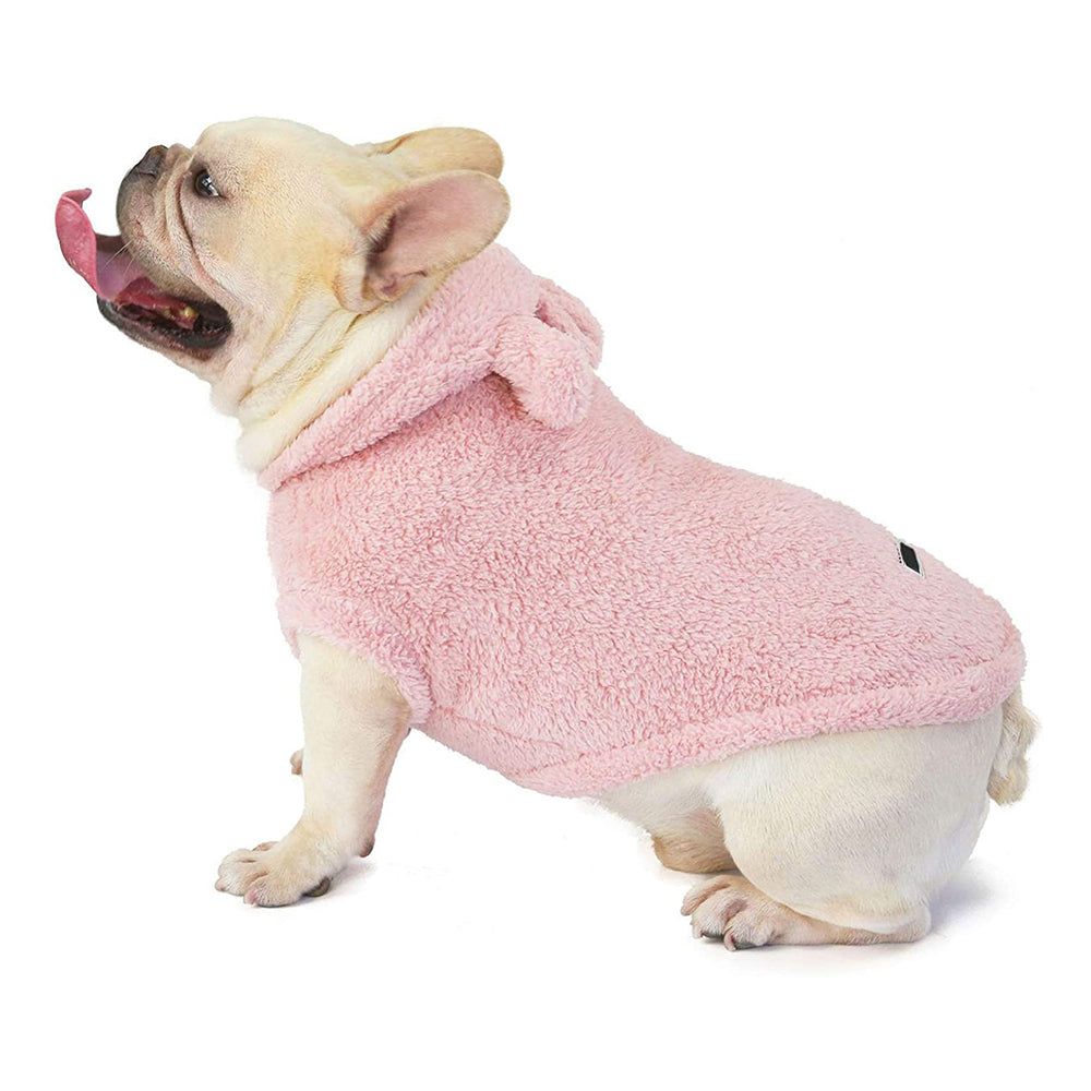 XL Pink Pet Plush Hoodie Clothes Winter Warm Cute Ear Design Jumpsuit for Dog Cat
