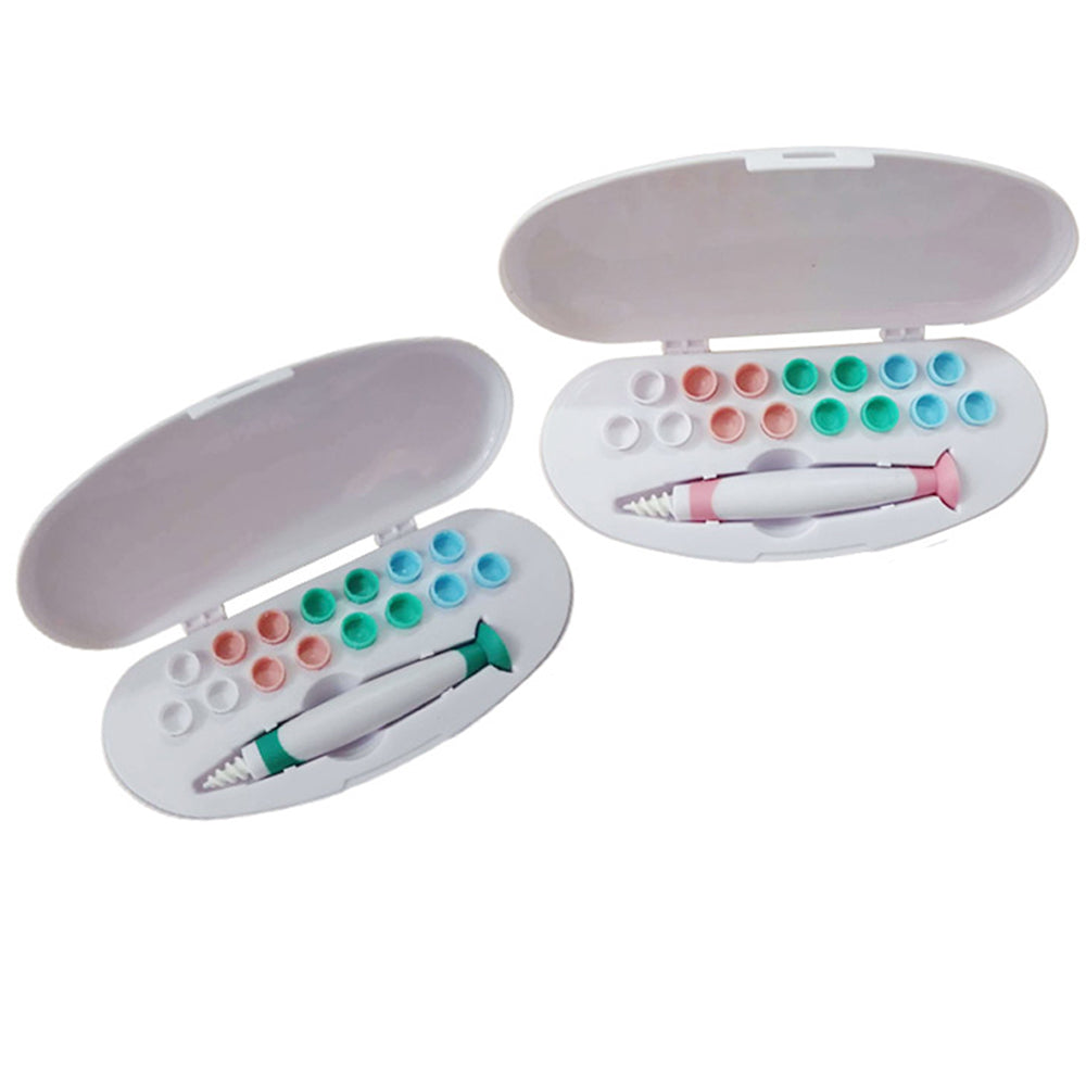 2 X Pink Green Spiral Earwax Cleaner with 32 Replacement Heads Set