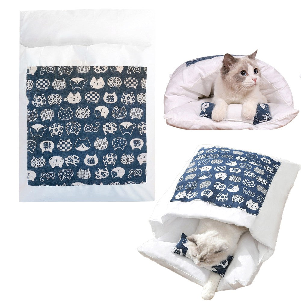 Japanese Style Cat Bed with Pillow Pet Sleeping Bag Style 2 Medium