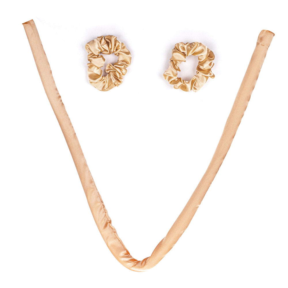 Hair Care Heatless Curling Rod with 2Pcs Scrunchies - Yellow