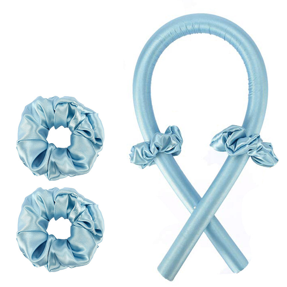 Hair Care Heatless Curling Rod with 2Pcs Scrunchies - Blue