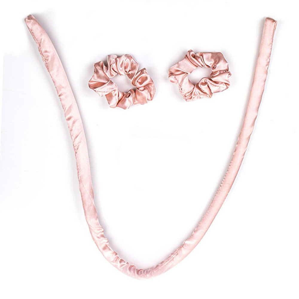 Hair Care Heatless Curling Rod with 2Pcs Scrunchies - Pink