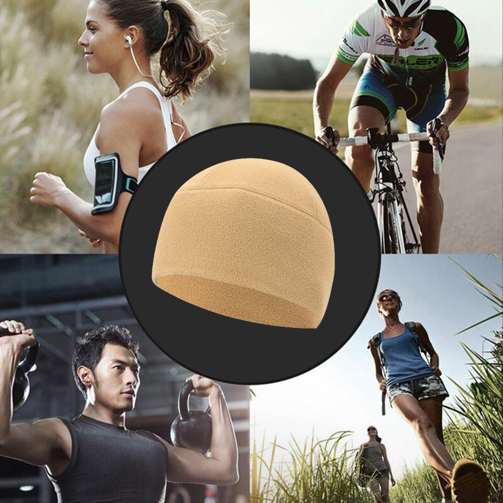 2pcs Outdoor Polar Fleece Snow Helmet Liners-Khaki and Black