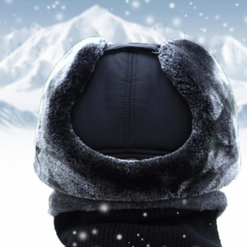 Outdoor Ski Fleece Hat Warmer with Face Mask-Navy