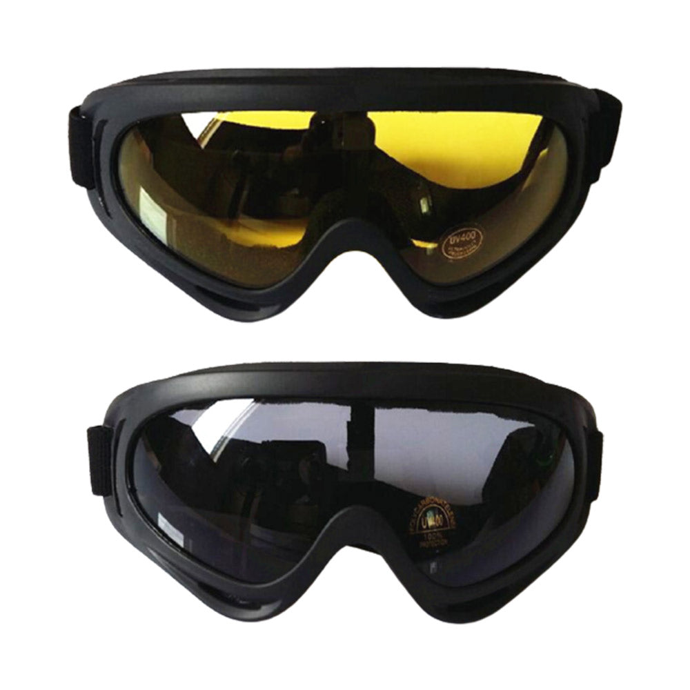 Two Pairs of Outdoor Anti Fog Snow Goggles-Yellow and Grey