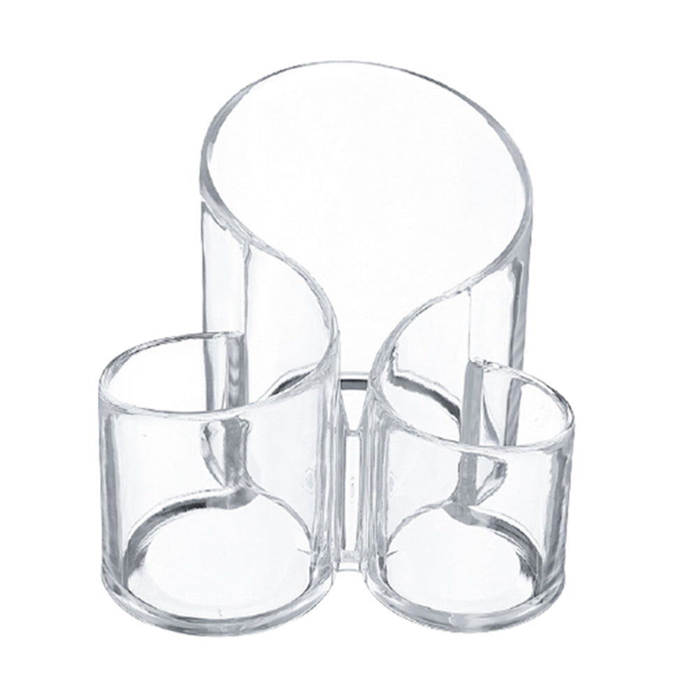 3 Compartment Makeup Organizer Makeup Brushes Stand Transparent Home Decor
