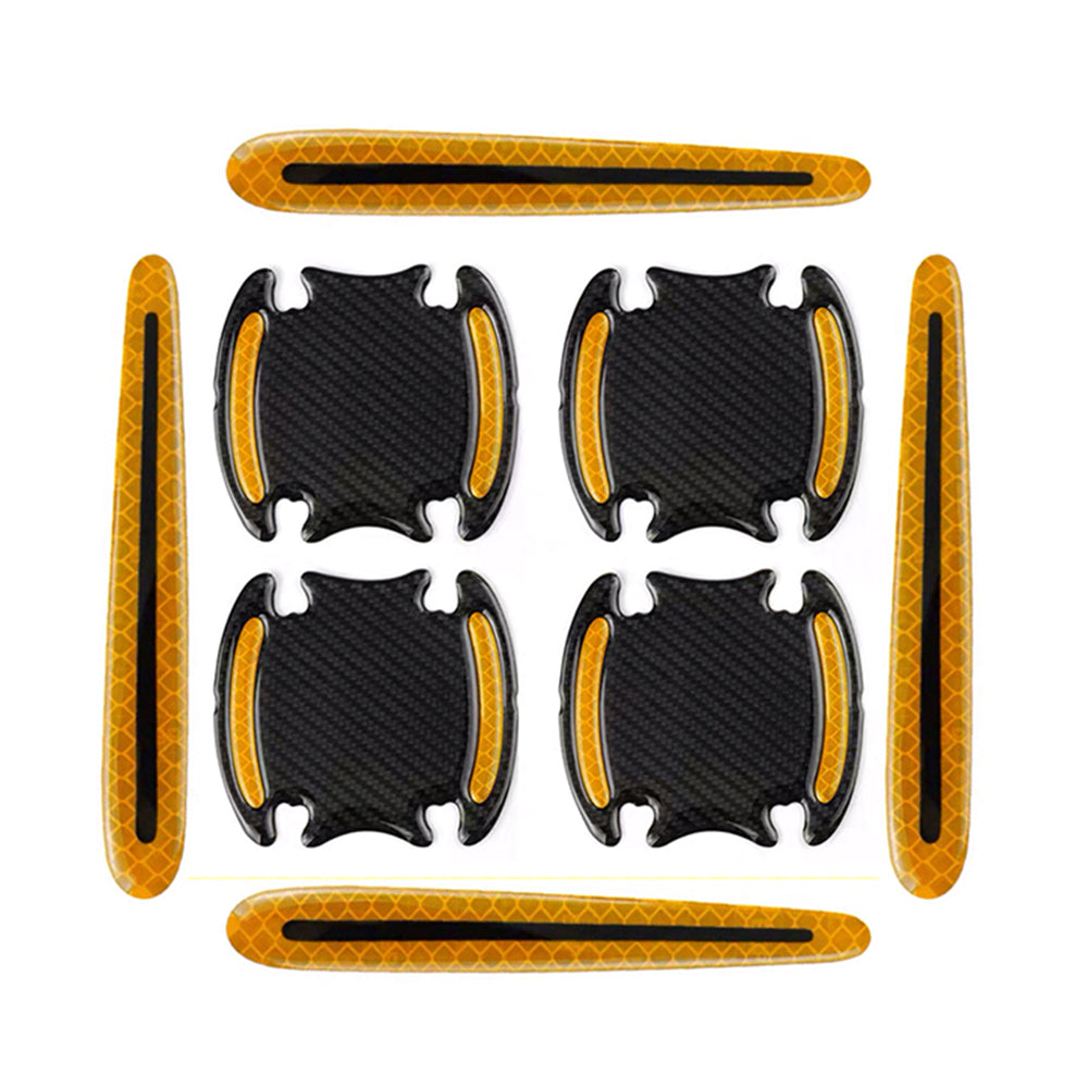 16Pcs Car Door Handle Reflective Sticker Car Decor Blue Yellow