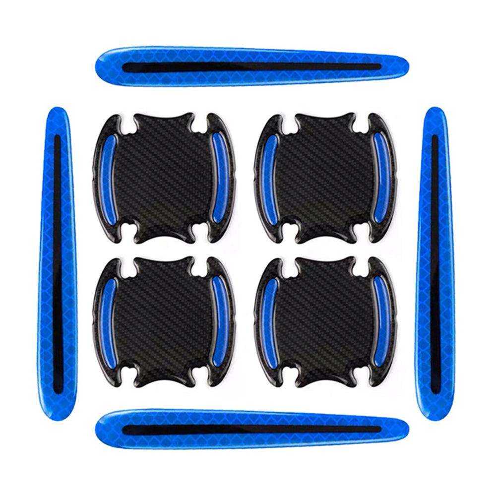 16Pcs Car Door Handle Reflective Sticker Car Decor Blue White