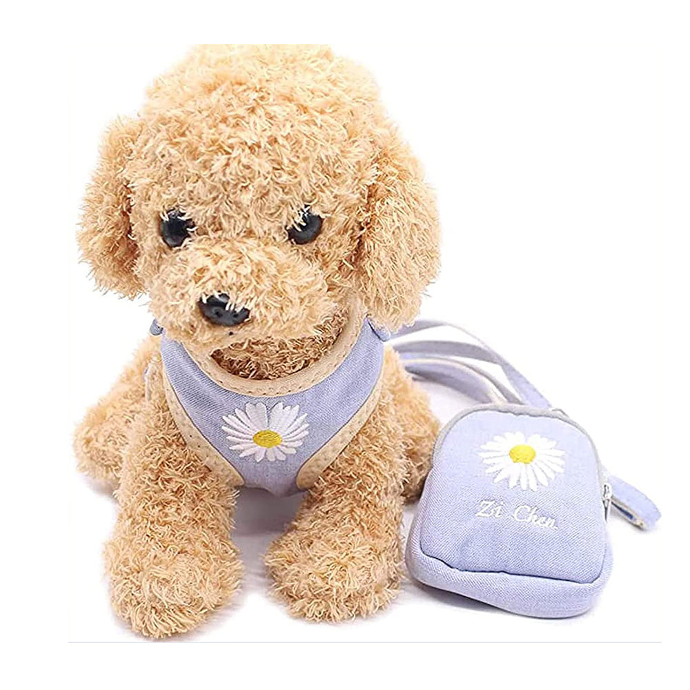 Adjustable Pet Puppy Dog Harness Walking Cat Vest with Leash and Snack Bag Light Blue S