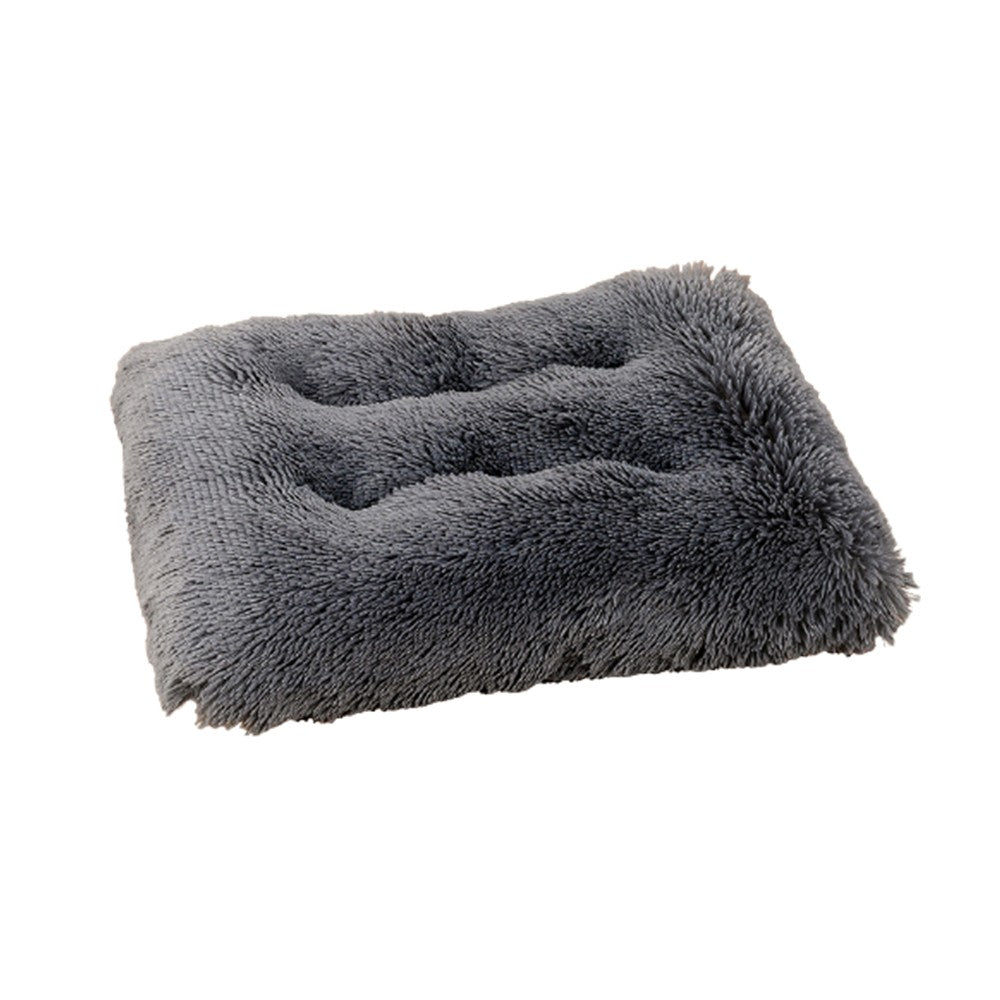 1 x XL Grey Rectangle Long Plush Pet Bed Warm Plush Sleeping Mat for Dog Cat