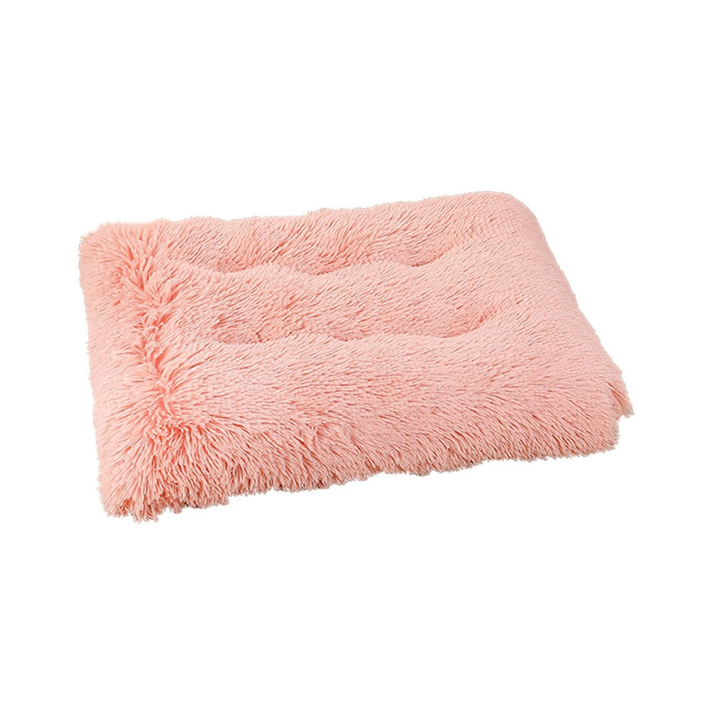 1 x M Pink Rectangle Long Plush Pet Bed Warm Plush Sleeping Mat for Dog Cat